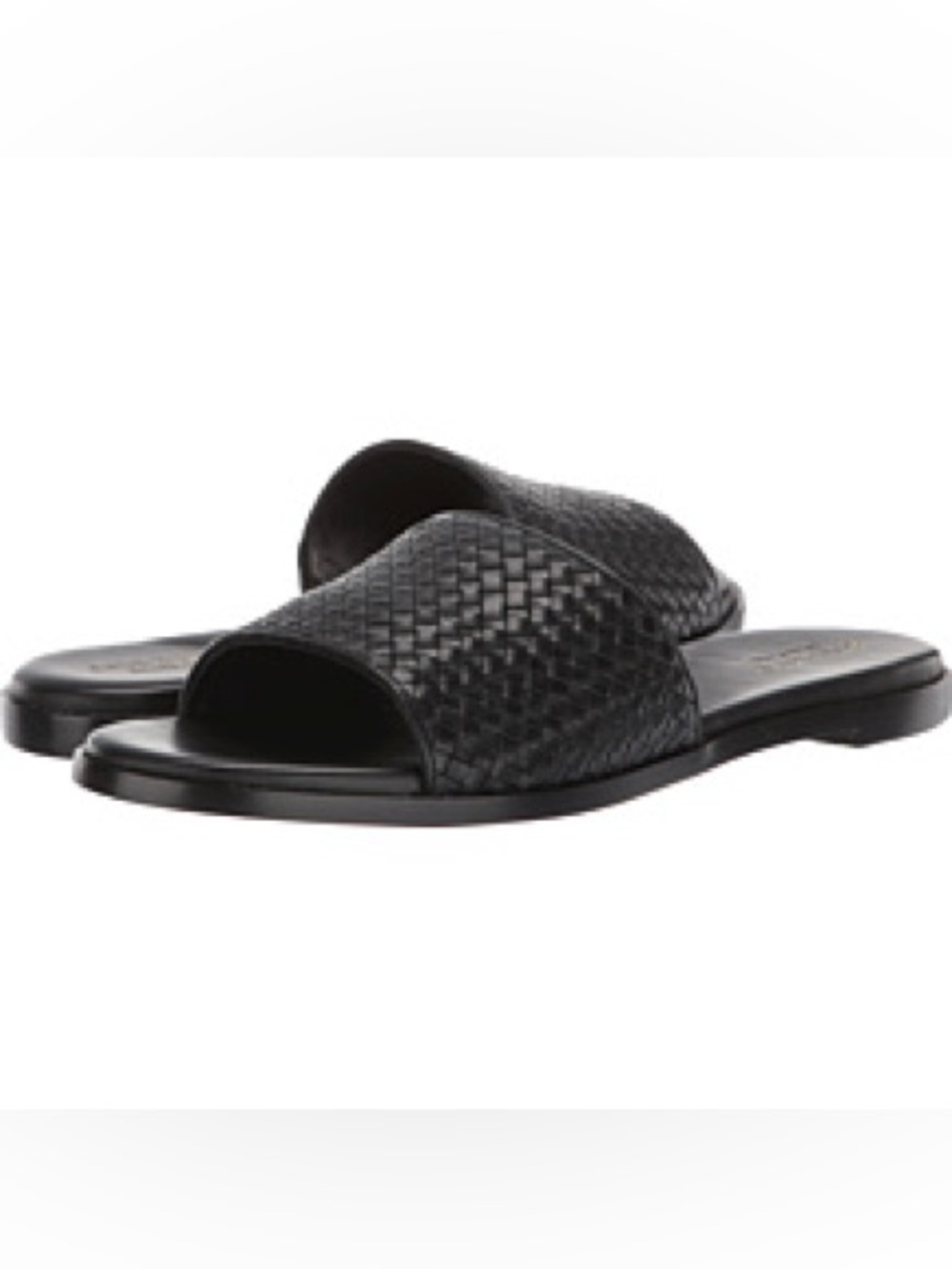 Cole Haan Black Woven Leather Slide Sandals